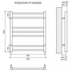 Полотенцесушитель Lemark Poseidon LM42607 П7 500x600 хром