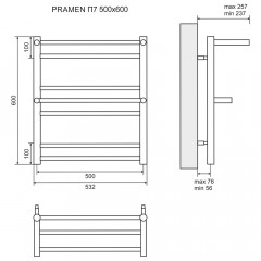 Полотенцесушитель Lemark Pramen LM33607 П7 500x600 хром