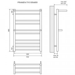 Полотенцесушитель Lemark Pramen LM33810 П10 500x800 хром