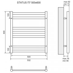 Полотенцесушитель Lemark Status LM44607 П7 500x600 хром