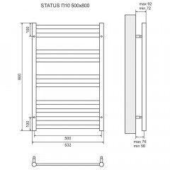 Полотенцесушитель электрический Lemark Status LM44810E П10 500x800 хром