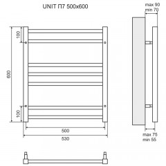 Полотенцесушитель Lemark Unit LM45607 П7 500x600 хром