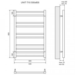 Полотенцесушитель Lemark Unit LM45810 П10 500x800 хром