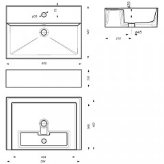 Раковина накладная Sanita Luxe Line 60 LIN60SLWB01