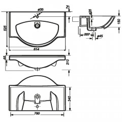 Раковина мебельная Sanita Luxe Classic 80 CLS80SLWB01