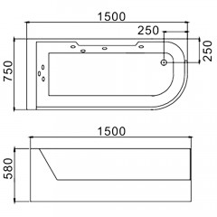 Ванна акриловая WeltWasser Alster 150x75 WT L