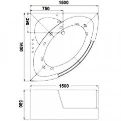 Ванна акриловая WeltWasser Plauer 150x150 WT