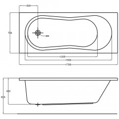 Ванна акриловая Cersanit Nike 170x70