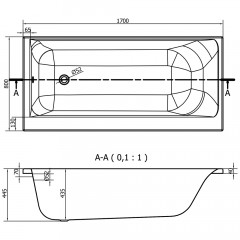 Ванна акриловая Cersanit Smart 170x80 L