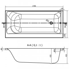 Ванна акриловая Cersanit Smart 170x80 R