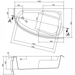 Ванна акриловая Cersanit Joanna 160x95 R