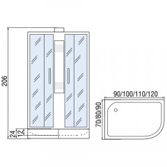 Душевая кабина Мономах 120/90/24 L без крыши