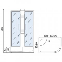 Душевая кабина Мономах 110/80/44 L без крыши