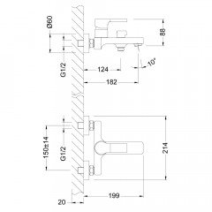 Смеситель для ванны Lemark Aura LM0614C