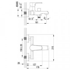 Смеситель для ванны Lemark Plus Factor LM1612C