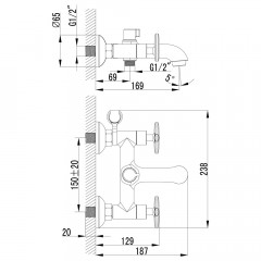 Смеситель для ванны Lemark Plus Spirit LM1912C