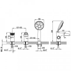 Смеситель на борт ванны Lemark Omega LM3145C