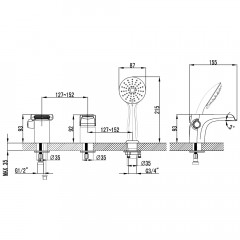 Смеситель на борт ванны Lemark Shift LM4345C