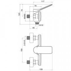 Смеситель для душа Cersanit Odra 63052