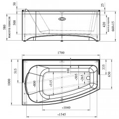 Ванна акриловая Radomir Орегона 170x100 L