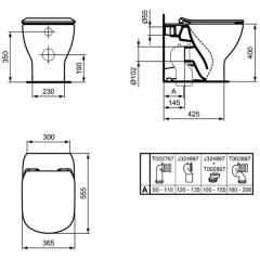 Унитаз приставной Ideal Standard Tesi AquaBlade T0077V3