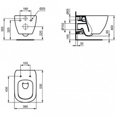 Унитаз подвесной Ideal Standard Tesi AquaBlade T0079V3