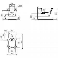 Биде подвесное Ideal Standard Connect Air E0266V3