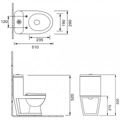 Унитаз SantiLine SL-5015 моноблок