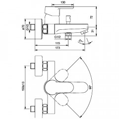 Смеситель для ванны Ideal Standard Vito B0412AA