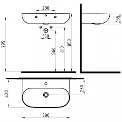 Раковина накладная Bien Vokha MDLS07001FD1W5000