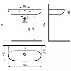 Раковина накладная Bien Vokha MDLS09001FD1W5000