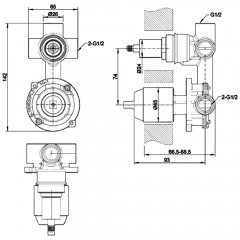 Скрытая часть смесителя Bravat Built-in D969BW-B-ENG