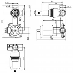 Скрытая часть смесителя Bravat Built-in D982BW-B-ENG