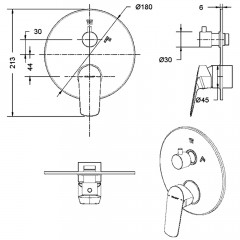 Смеситель для ванны встраиваемый Bravat Rhein PB8429564BW-2-ENG