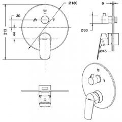 Смеситель для ванны встраиваемый Bravat Rhein PB8429564BW-3-ENG