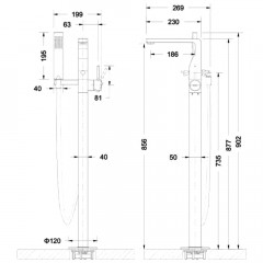 Смеситель для ванны напольный Bravat Arc F66061C-B3-ENG