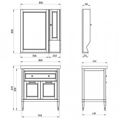 Комплект мебели ASB-Woodline Гранда 85 grigio массив ясеня