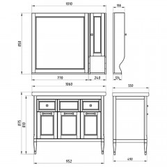 Комплект мебели ASB-Woodline Гранда 105 grigio массив ясеня