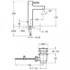 Смеситель для раковины Jacob Delafon Cuff E37303-CP