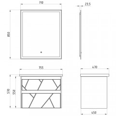 Комплект мебели ASB-Mebel Диана 75 белый