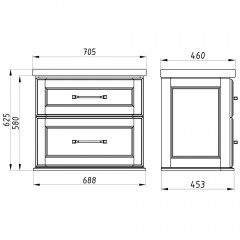 Тумба с раковиной ASB-Woodline Венеция 70 белый массив ясеня