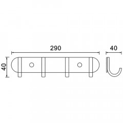 Планка с 4-мя крючками Ledeme 702 L70201-4