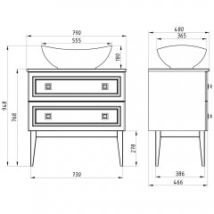 Комплект мебели ASB-Woodline Каталина 80 слоновая кость