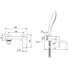 Смеситель для ванны Gappo Noar G3248-8