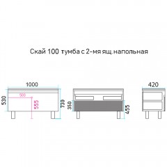 Тумба под раковину Misty Скай 100 напольная со столешницей