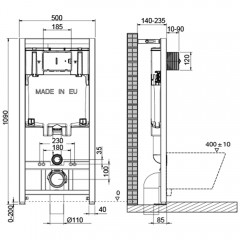 Инсталляция OLI 80 Eco 886914RDOO + унитаз Cerutti Ortler aria B-2380-3 безободковый с сиденьем