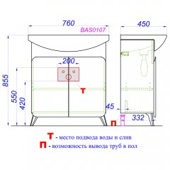 Комплект мебели Aqwella Basic 75