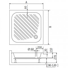 Поддон акриловый RGW Acryl B/CL-S-A 90x90 16180199-51-A