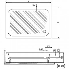 Поддон акриловый RGW Acryl B/CL-S-A 100x80 16180280-51-A