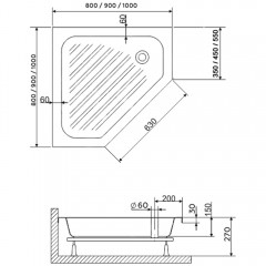 Поддон акриловый RGW Acryl BT/CL-S-A 90x90 16180599-51-A